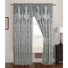 Png10784 Gina Jacquard 54 X 84 In. Rod Pocket Curtain Panel With Attached 18 In. Valance, Silver