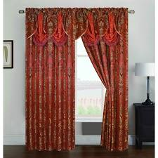 Png10767 Gina Jacquard 54 X 84 In. Rod Pocket Curtain Panel With Attached 18 In. Valance, Orange