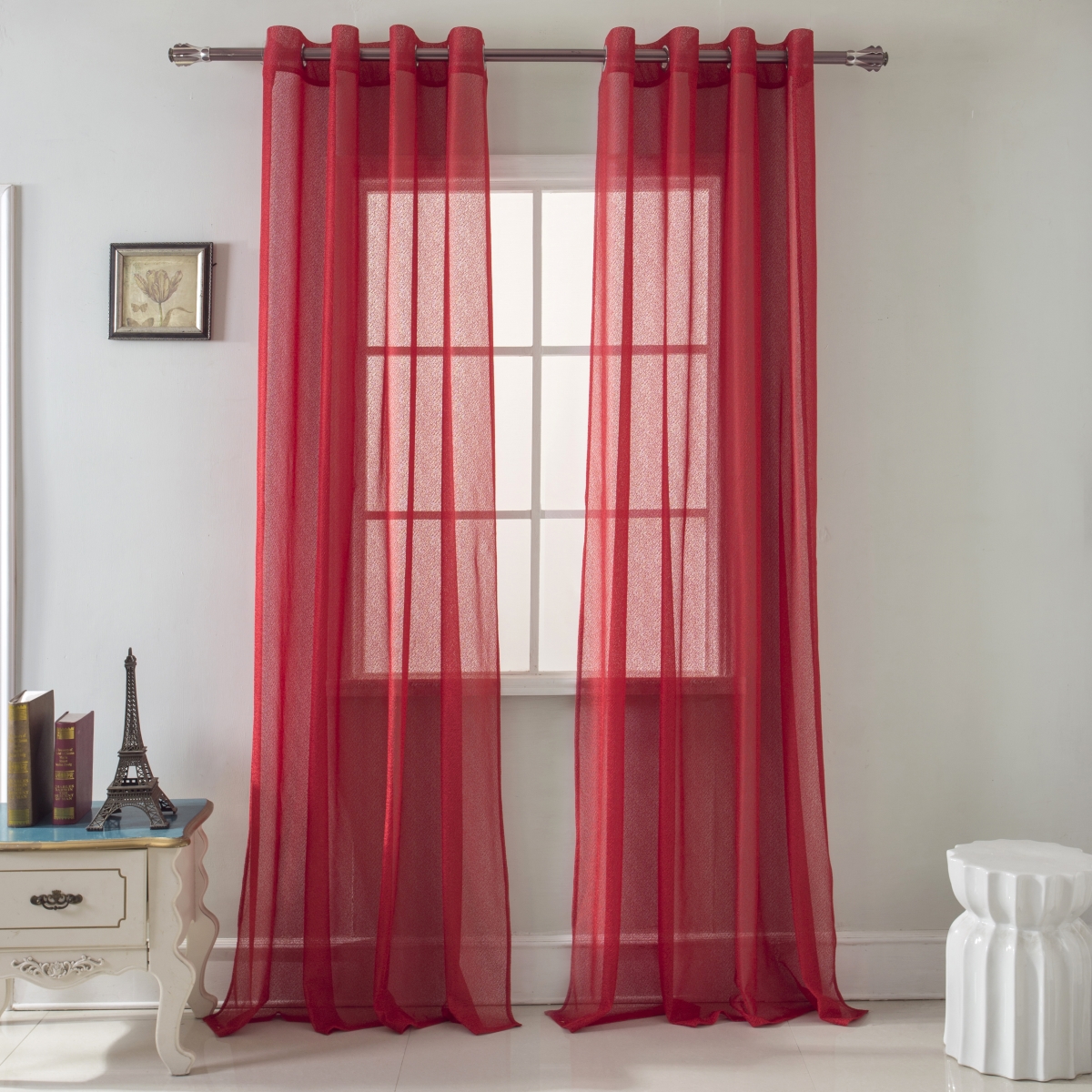 Pns15977 54 X 90 In. Spyder Lace Grommet Single Curtain Panel, Red