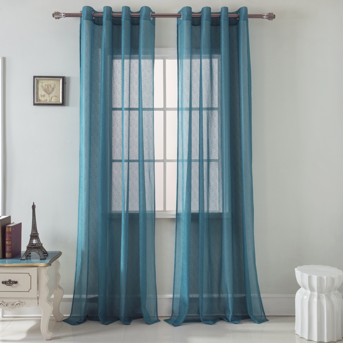 Pns15991 54 X 90 In. Spyder Lace Grommet Single Curtain Panel, Teal