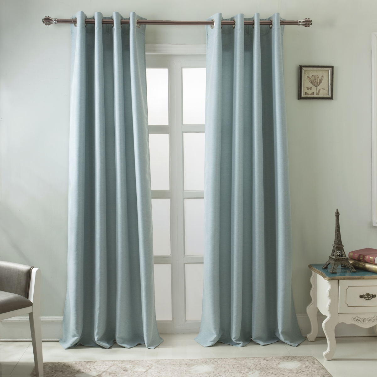 Pnb17208 54 X 84 In. Burma Room Darkening Grommet Single Curtain Panel, Blue