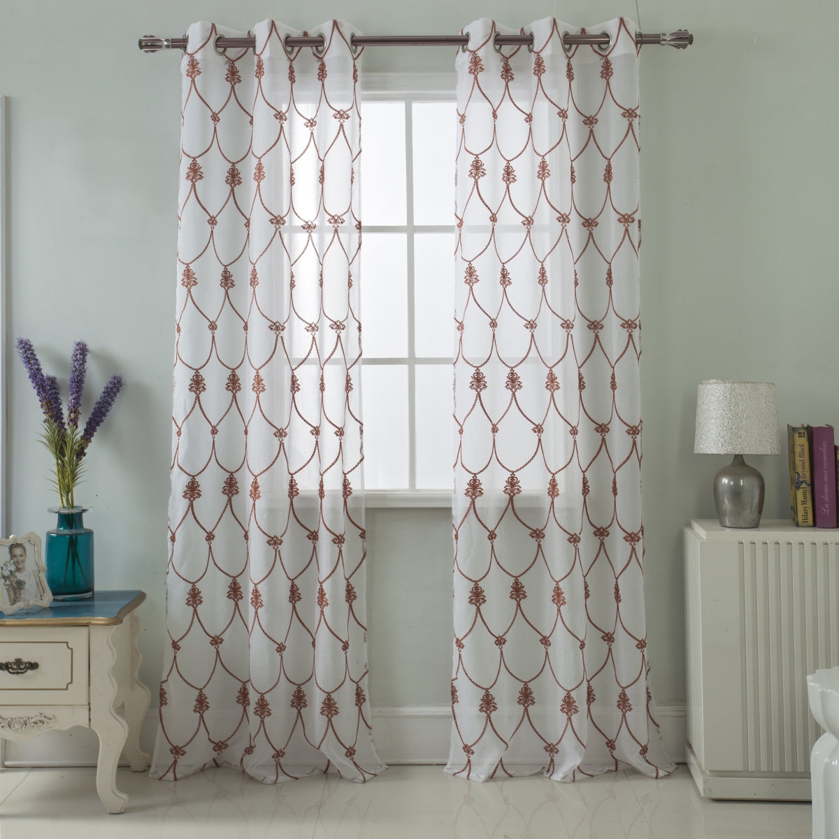 Pnw16986 76 X 84 In. Westgate Embroidered Grommet Curtain Panel, Spice - Set Of 2