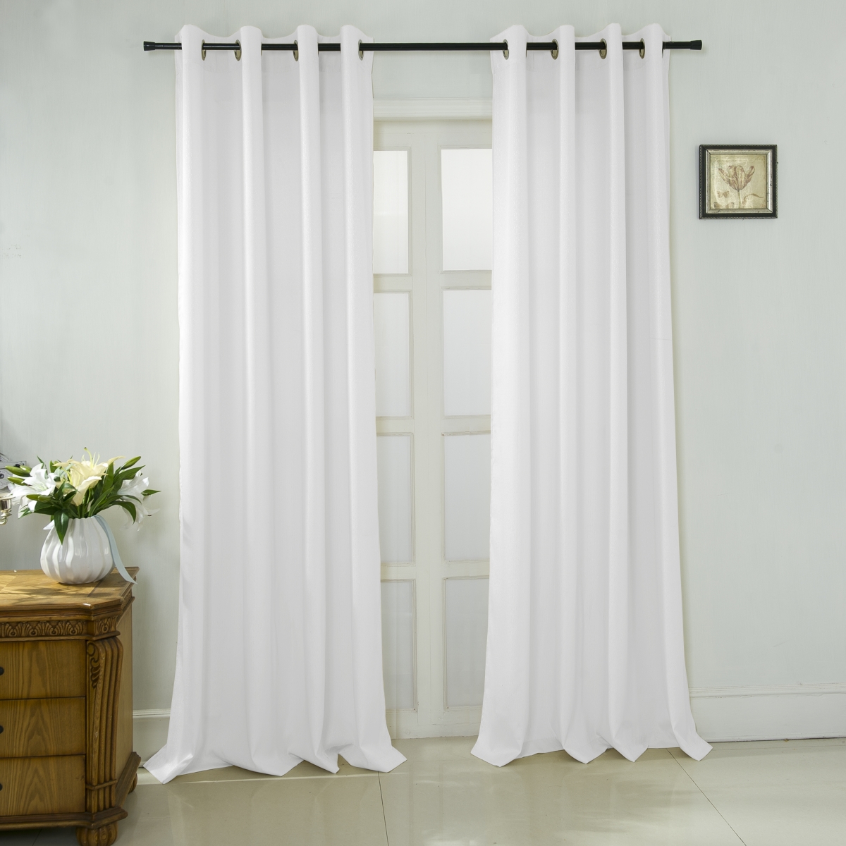 Pnl18897 108 X 84 In. Lindsey Textured Jacquard Extra Wide Grommet Curtain Panel Pair In White - Set Of 2