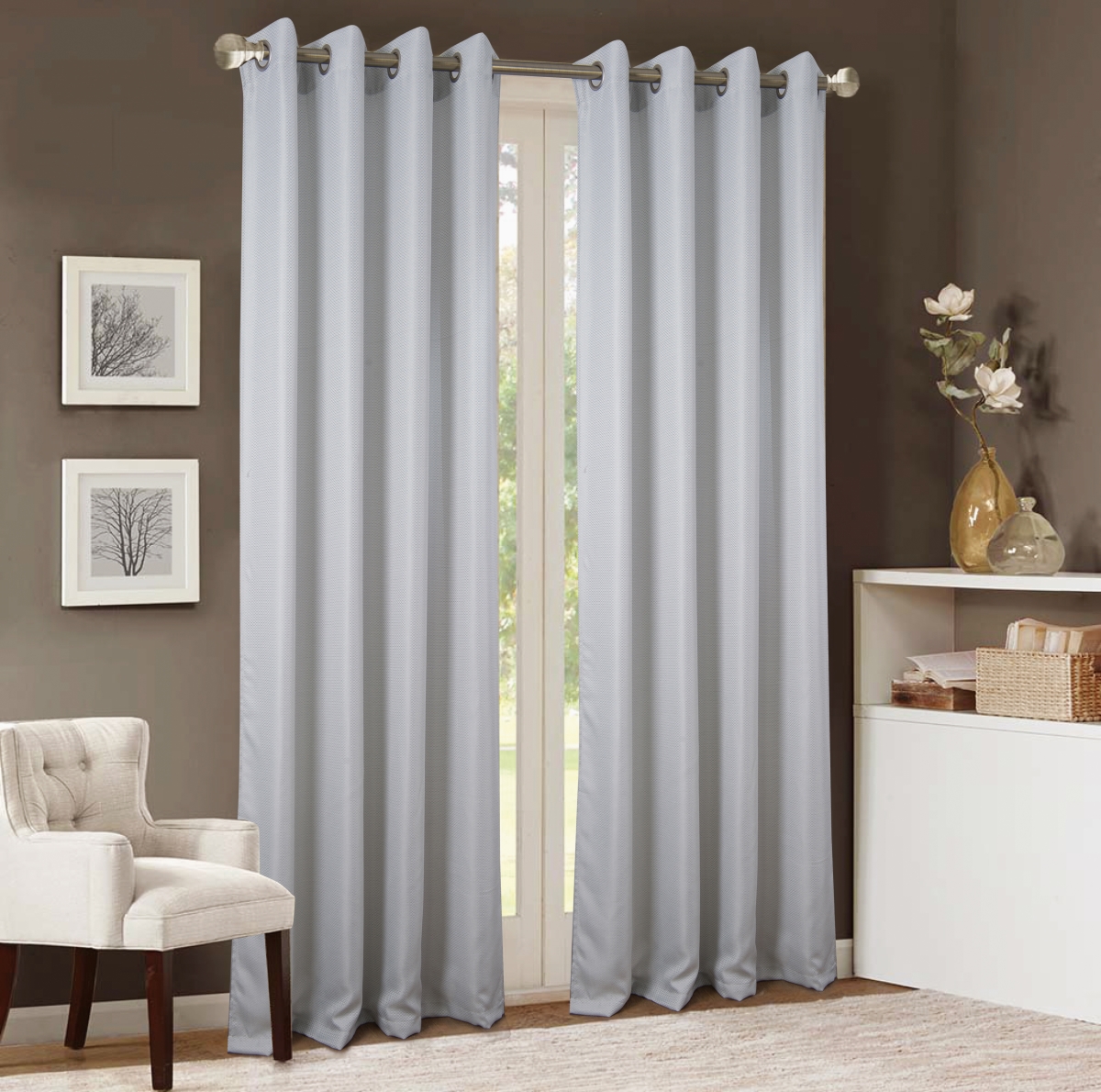Pna22817 54 X 90 In. Akron Textured Jacquard Single Grommet Curtain Panel, Charcoal