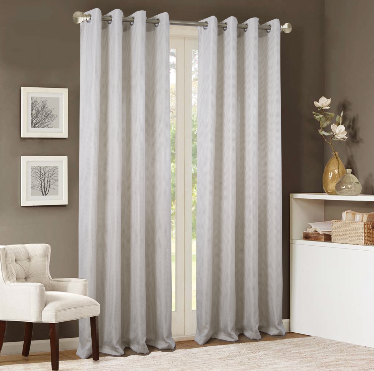 Pna22890 54 X 90 In. Akron Textured Jacquard Single Grommet Curtain Panel, Taupe