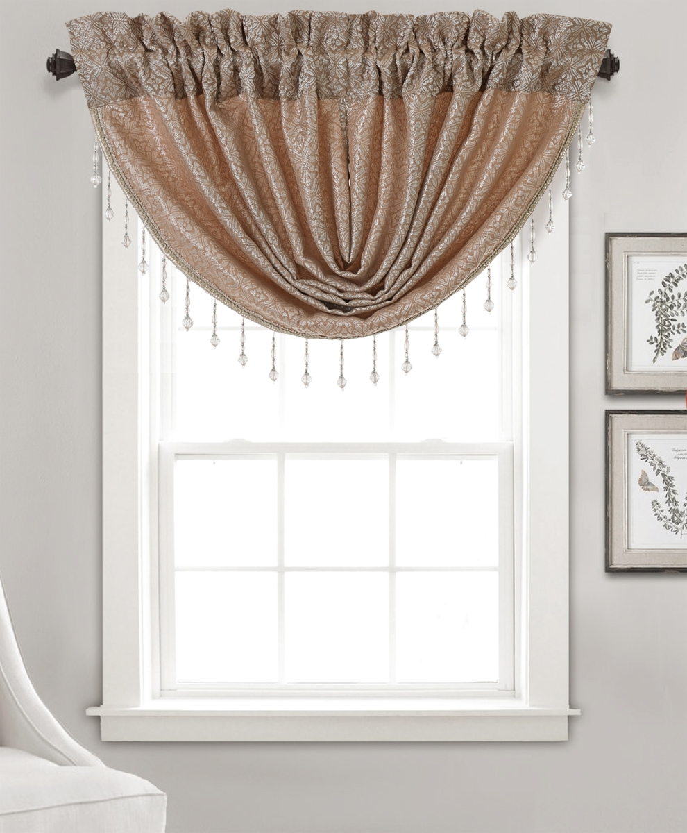 Vln01790 48 X 37 In. Naples Textured Jacquard Swag Valance, Taupe