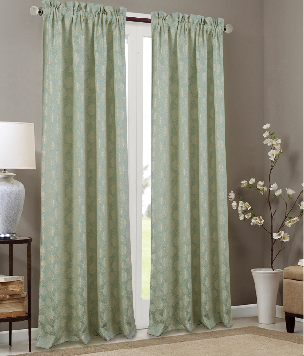 Pnk24182 53 X 84 In. Kayla Floral Textured Jacquard Single Rod Pocket Curtain Panel, Sage