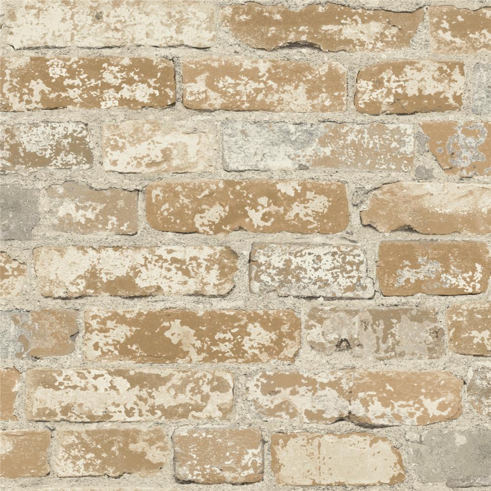 Stuccoed Brown Brick Peel & Stick Wallpaper