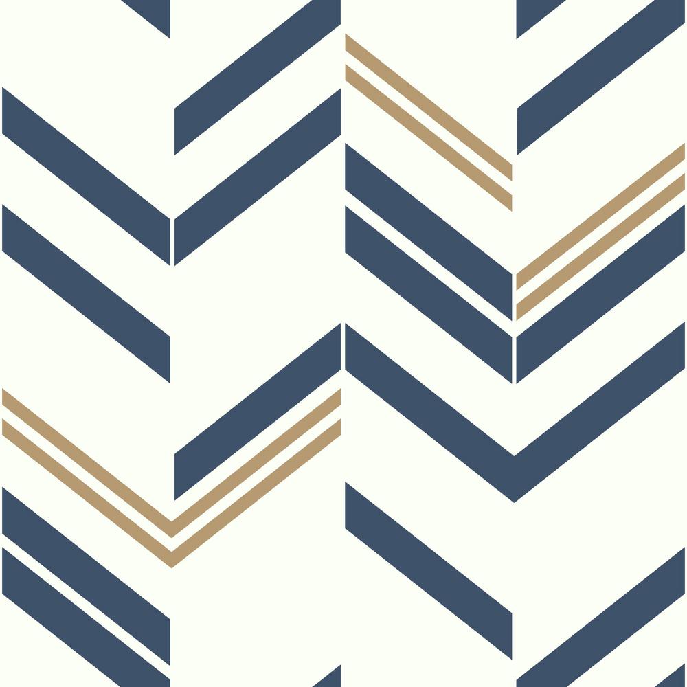 Blue Chevron Stripe Peel & Stick Wallpaper
