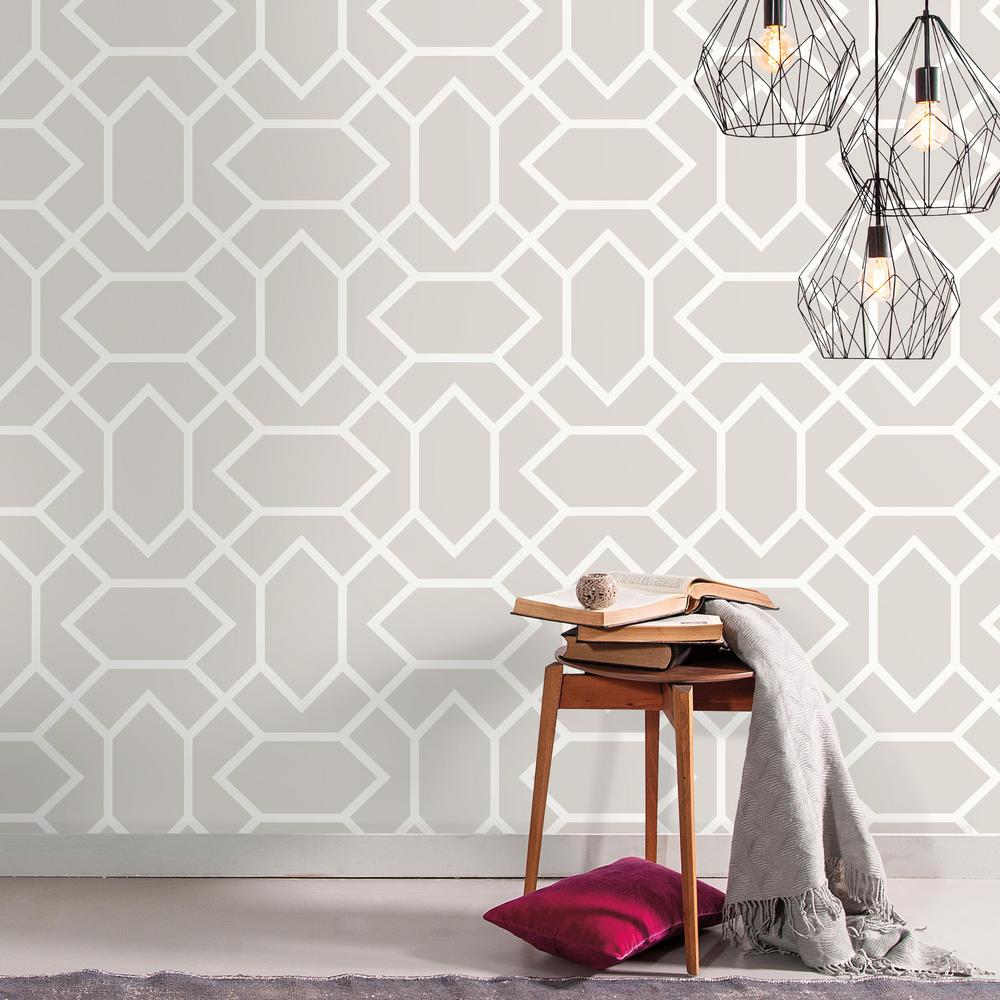 Light Grey Modern Geometric Peel & Stick Wallpaper