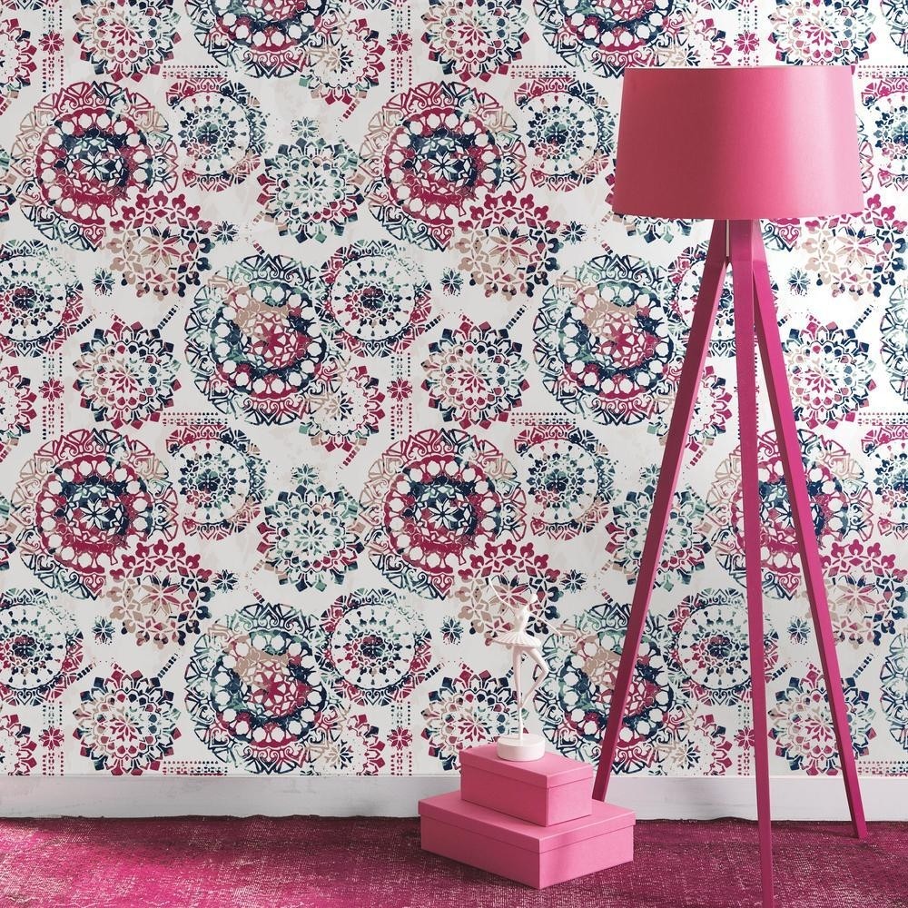 Bohemian Peel & Stick Wallpaper, Pink & Blue