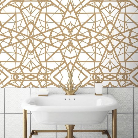 Shatter Geometric Peel & Stick Wallpaper, White & Gold