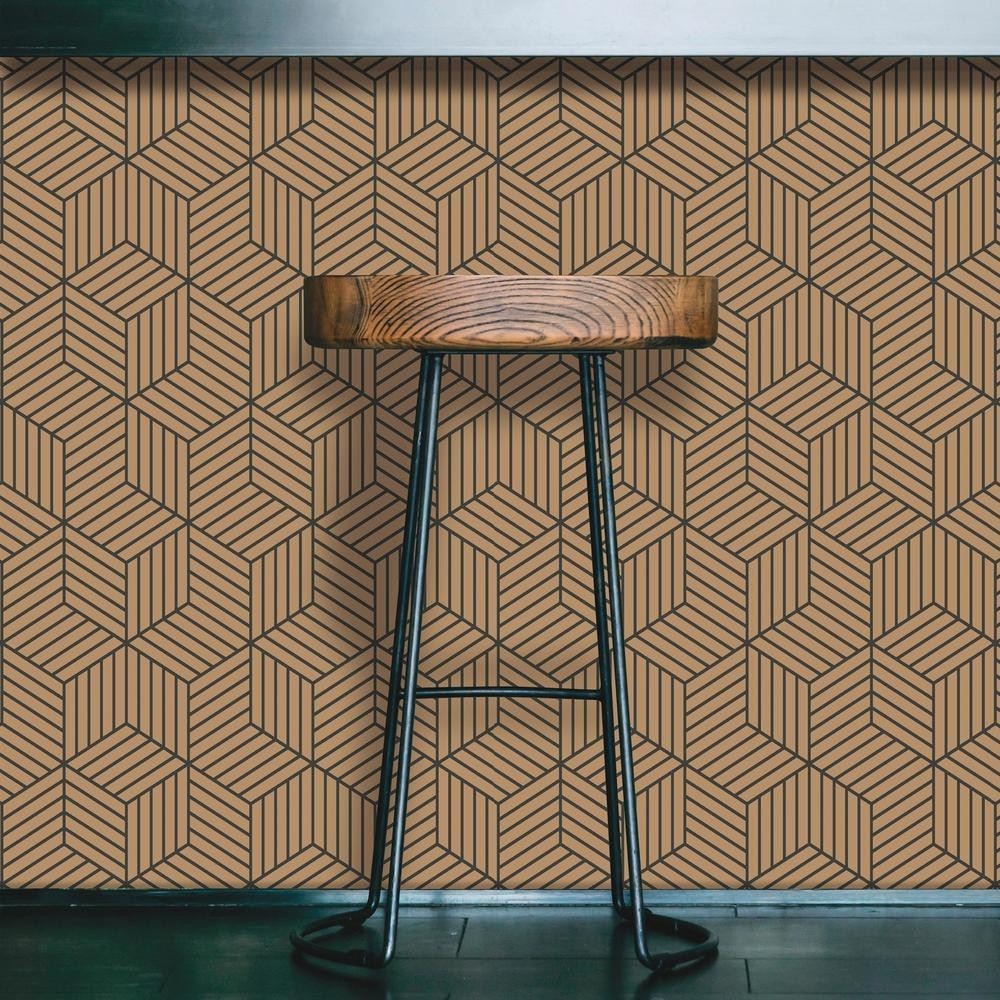 Stripped Hexagon Peel & Stick Wallpaper, Gold & Black