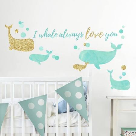 I Whale Always Love You Peel & Stick Wall Decals With Glitter