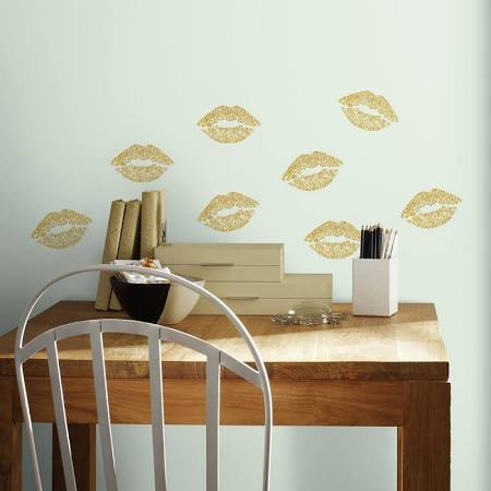 Lip Peel & Stick Wall Decals With Glitter