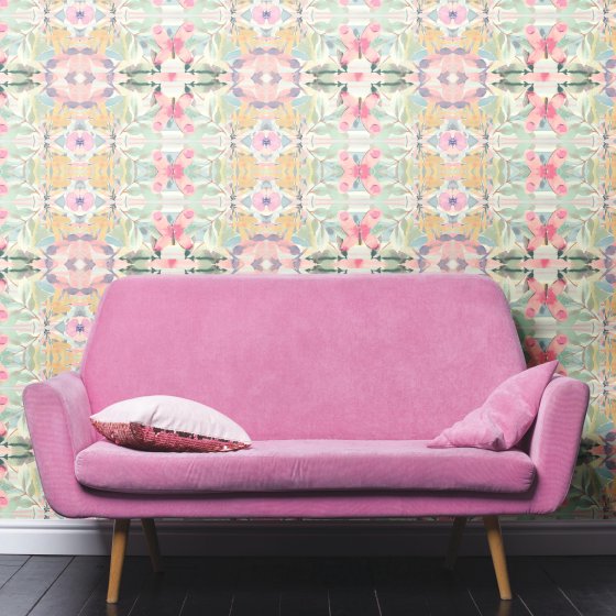 Synchronized Floral Peel & Stick Wallpaper, Pink