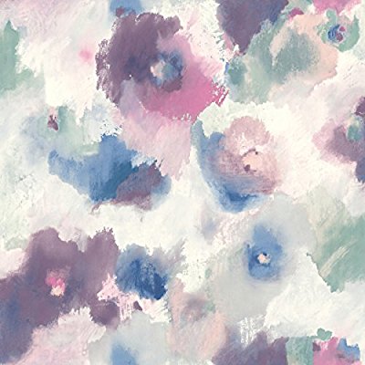 Impressionist Floral Peel & Stick Wallpaper, Pink & Blue