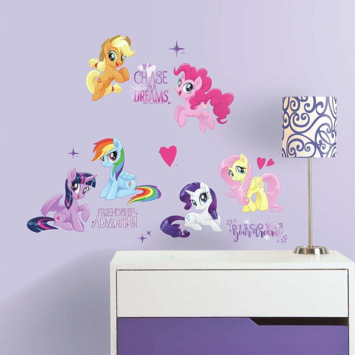 My Little Pony The Movie Peel & Stick Wall Decals, Purple, Blue, Pink & Yellow