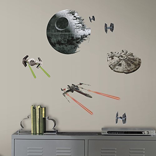 2 X 2.3 In. - 14.4 X 14.5 In. Star Wars Classic Spaceships Peel & Stick Wall Decals, Multicolor