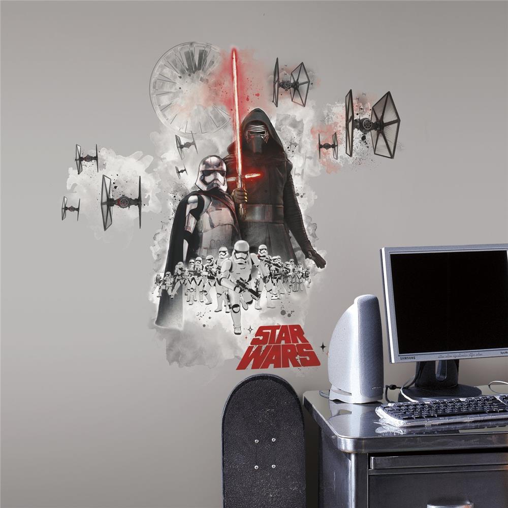 9 X 7.6 In. - 16.5 X 30 In. Star Wars The Force Awakens Ep Vii Villians Burst Peel & Stick Giant Wall Decal, Multicolor