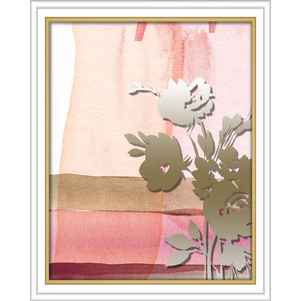 16 X 20 In. Abstract Watercolor W. Printed Peony Wall Decor, Pink & Gold