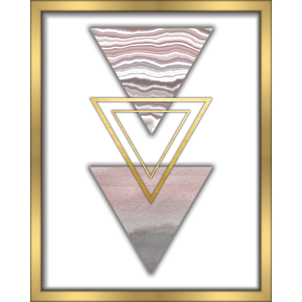 16 X 20 In. 3 Triangles Wall Decor, Pink & Gold