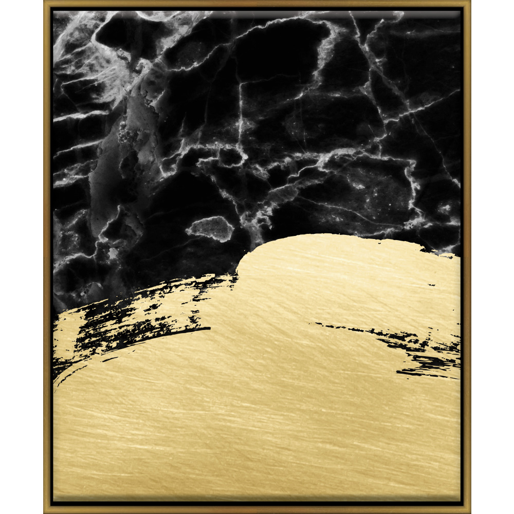 16 X 20 In. Marble Brushstrokes Wall Decor, Black & Gold