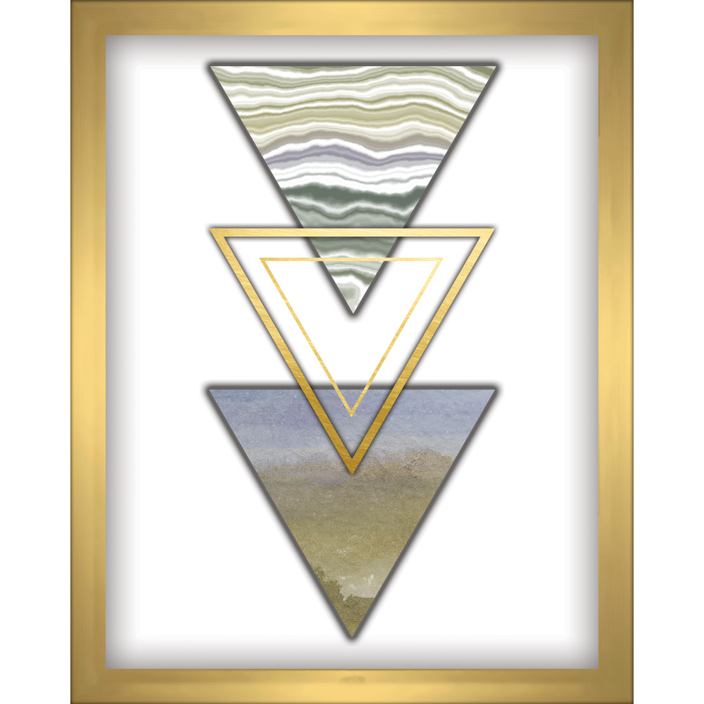 8 X 10 In. 3 Triangles Wall Decor, Blue & Gold