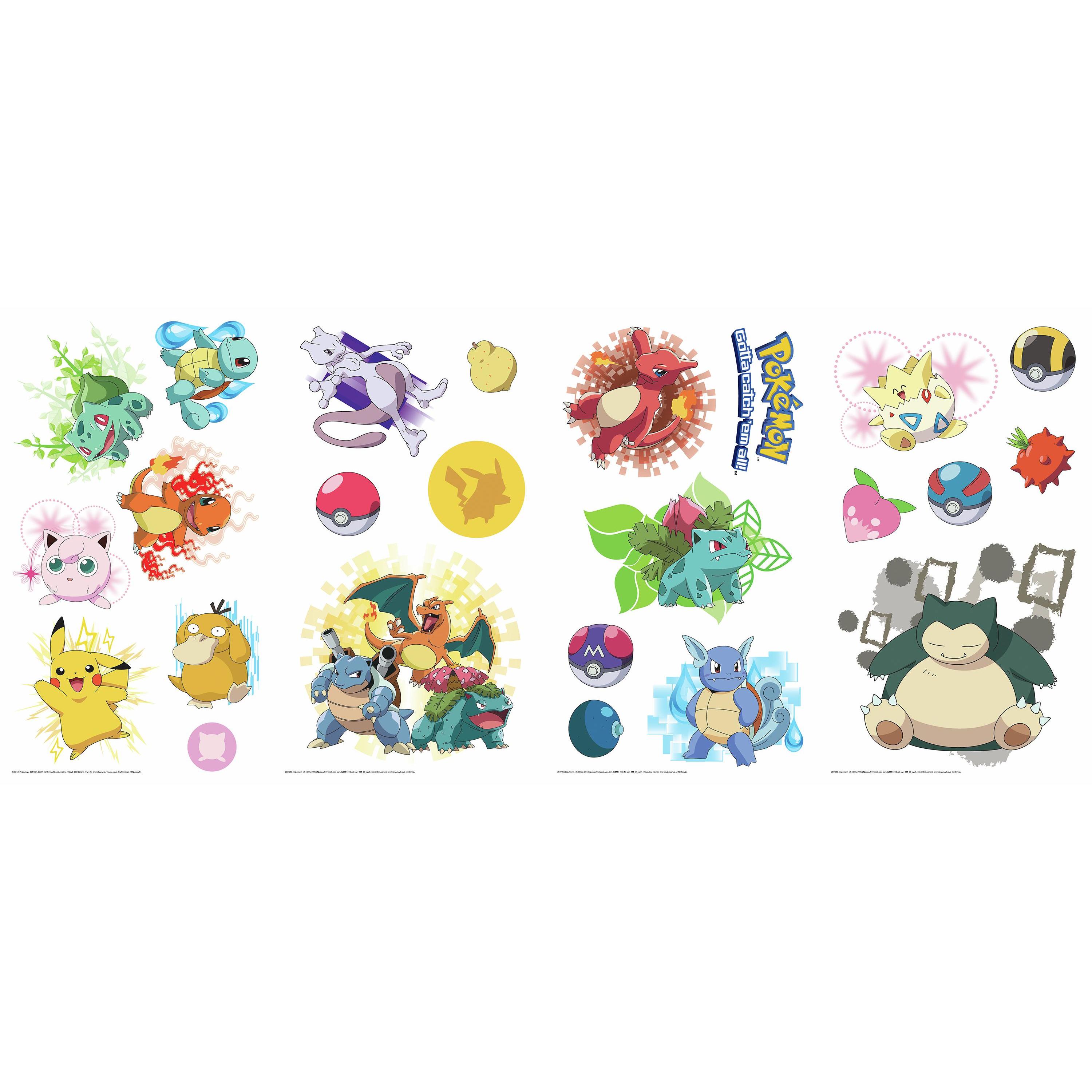 2 X 2 In. - 10 X 8.75 In. Pokemon Iconic Peel & Stick Wall Decals, Multicolor