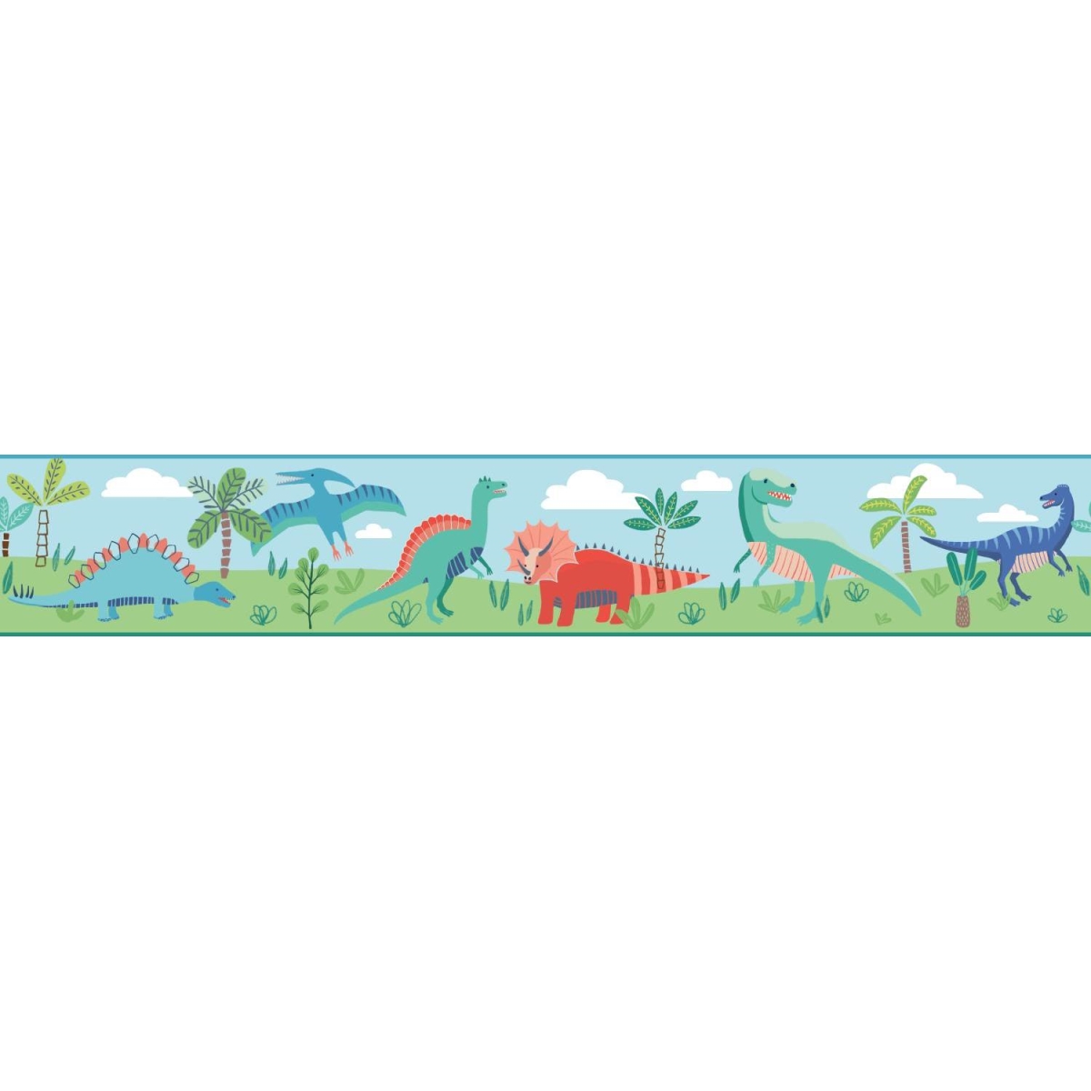 Rmk11499bd Dinosaur Parade Peel & Stick Wallpaper Border