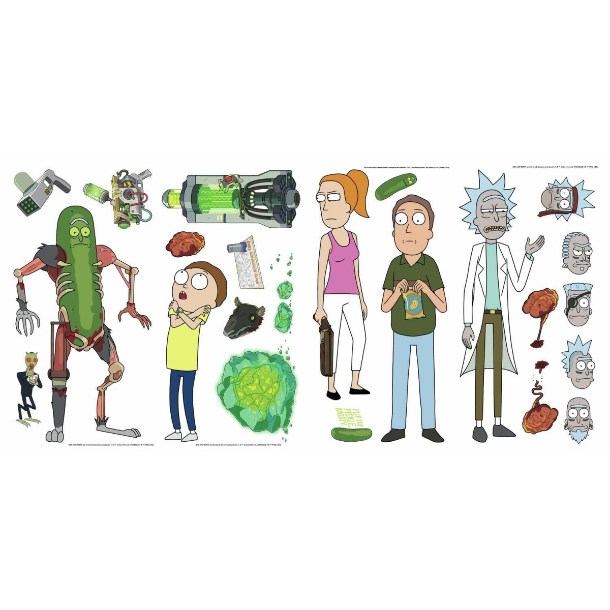 RMK4704SCS 2.65 x 1.84 to 8.61 x 14.62 in. Rick & Morty Peel Stick Wall Decals