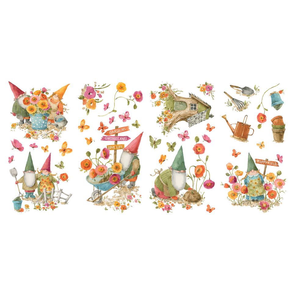 Room Mates RMK5160SCS Lisa Audit Garden Gnomes Peel & Stick Wall Decals