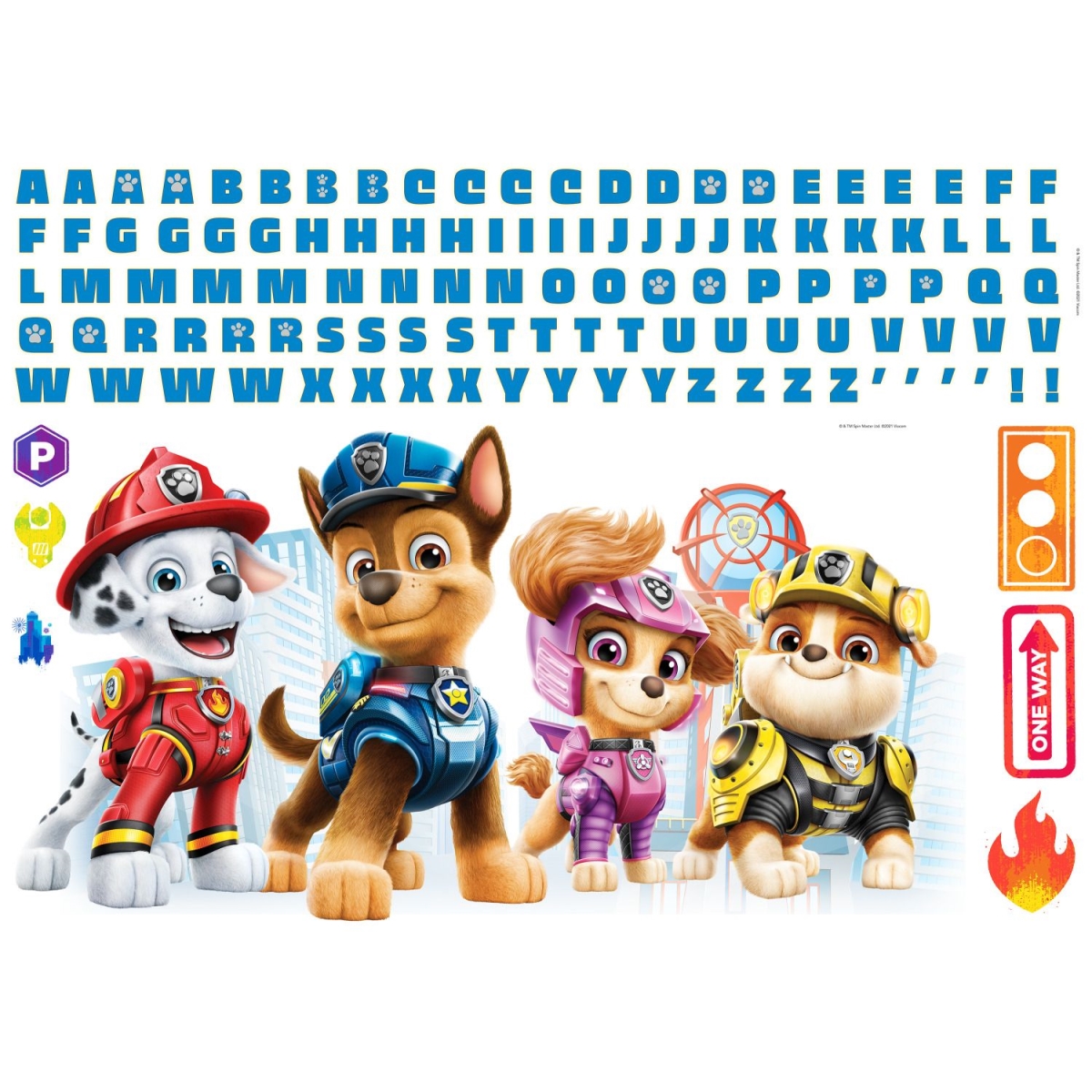 Room Mates RMK5122GM Paw Patrol Peel & Stick Giant Wall Decals with Alphabet