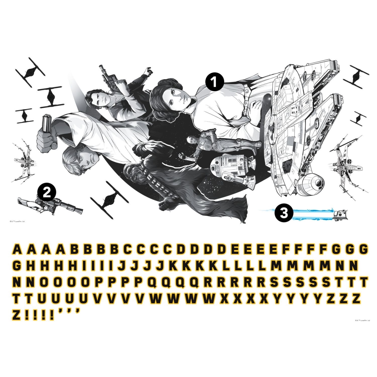 RMK5097GM Classic Star Wars Peel & Stick Giant Wall Decal with Alphabet
