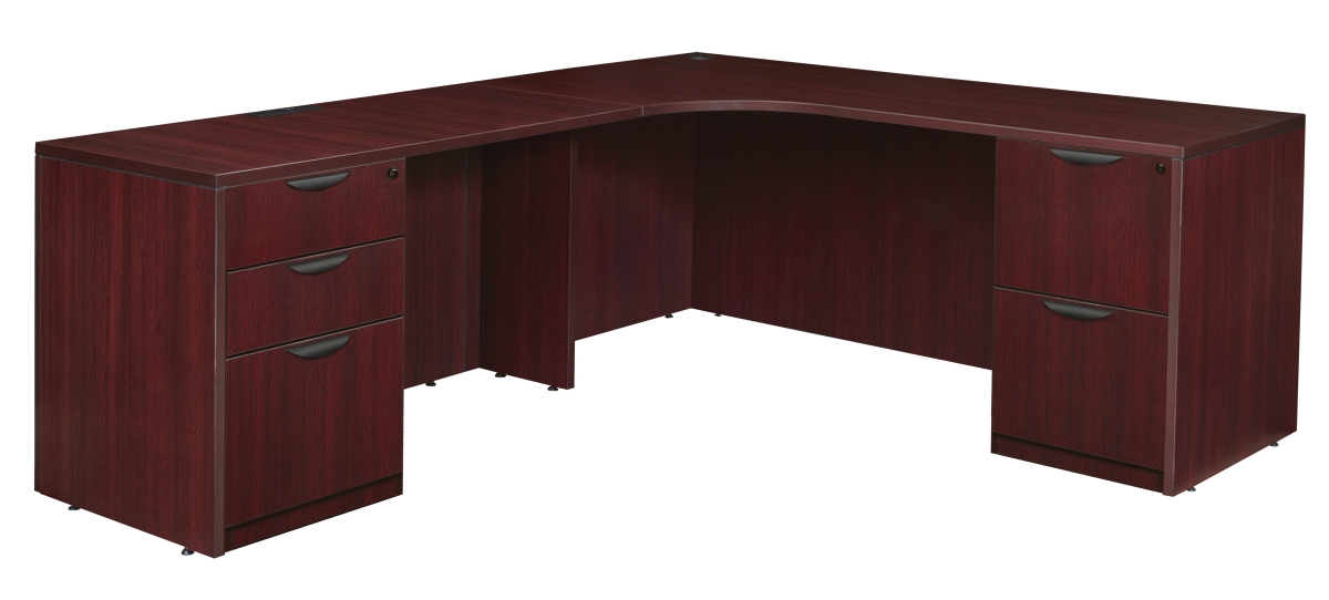 Lldclfp712447mh 71 In. Legacy Double Full Pedestal Left Corner Credenza, Mahogany