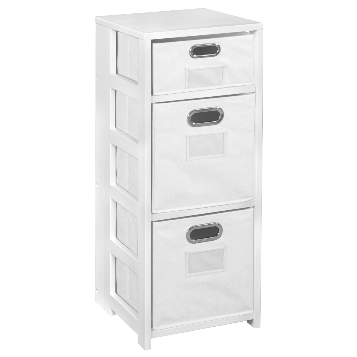 Ffsq3412whwh Flip Flop 34 In. Square Folding Bookcase With Folding Fabric Bins, White & White