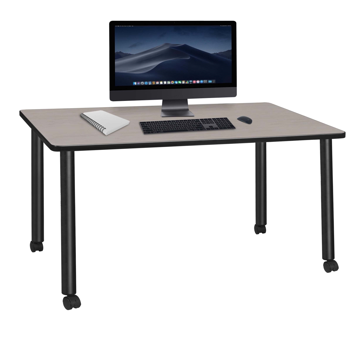 UPC 192357220214 product image for MDCL6624PLBK 66 x 24 in. Kee Mobile Desk with Maple Top, Black Legs | upcitemdb.com