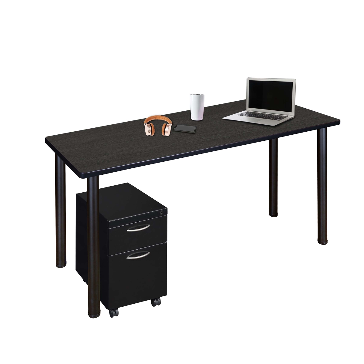UPC 192357220238 product image for MDCLMP4824AGBK 48 x 24 in. Kee Mobile Desk with Storage, Ash Grey & Black | upcitemdb.com