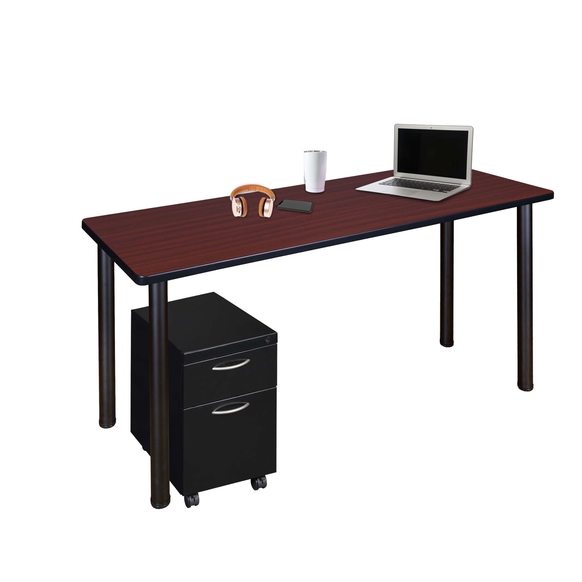 UPC 192357220269 product image for MDCLMP4824MHBK 48 x 24 in. Kee Mobile Desk with Storage & Mahogany Top, Blac | upcitemdb.com