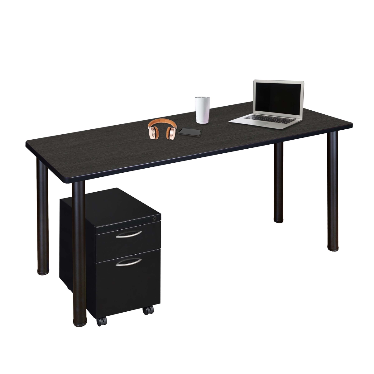 UPC 192357220290 product image for MDCLMP6024AGBK 60 x 24 in. Kee Mobile Desk with Storage, Ash Grey & Black | upcitemdb.com