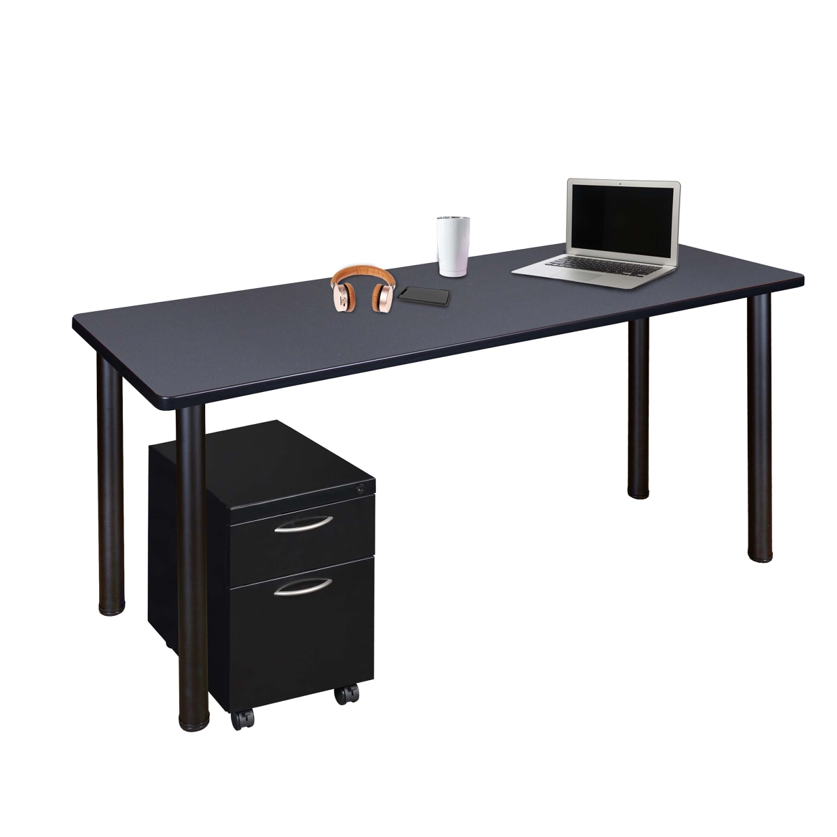 UPC 192357220313 product image for MDCLMP6024GYBK 60 x 24 in. Kee Mobile Desk with Storage, Grey & Black | upcitemdb.com