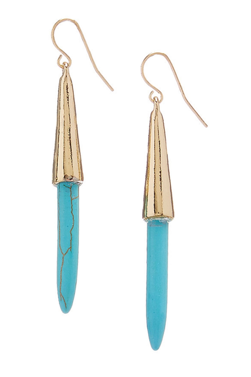 610110115612 Gold Tipped Gemstone Spike Earrings, Turquoise
