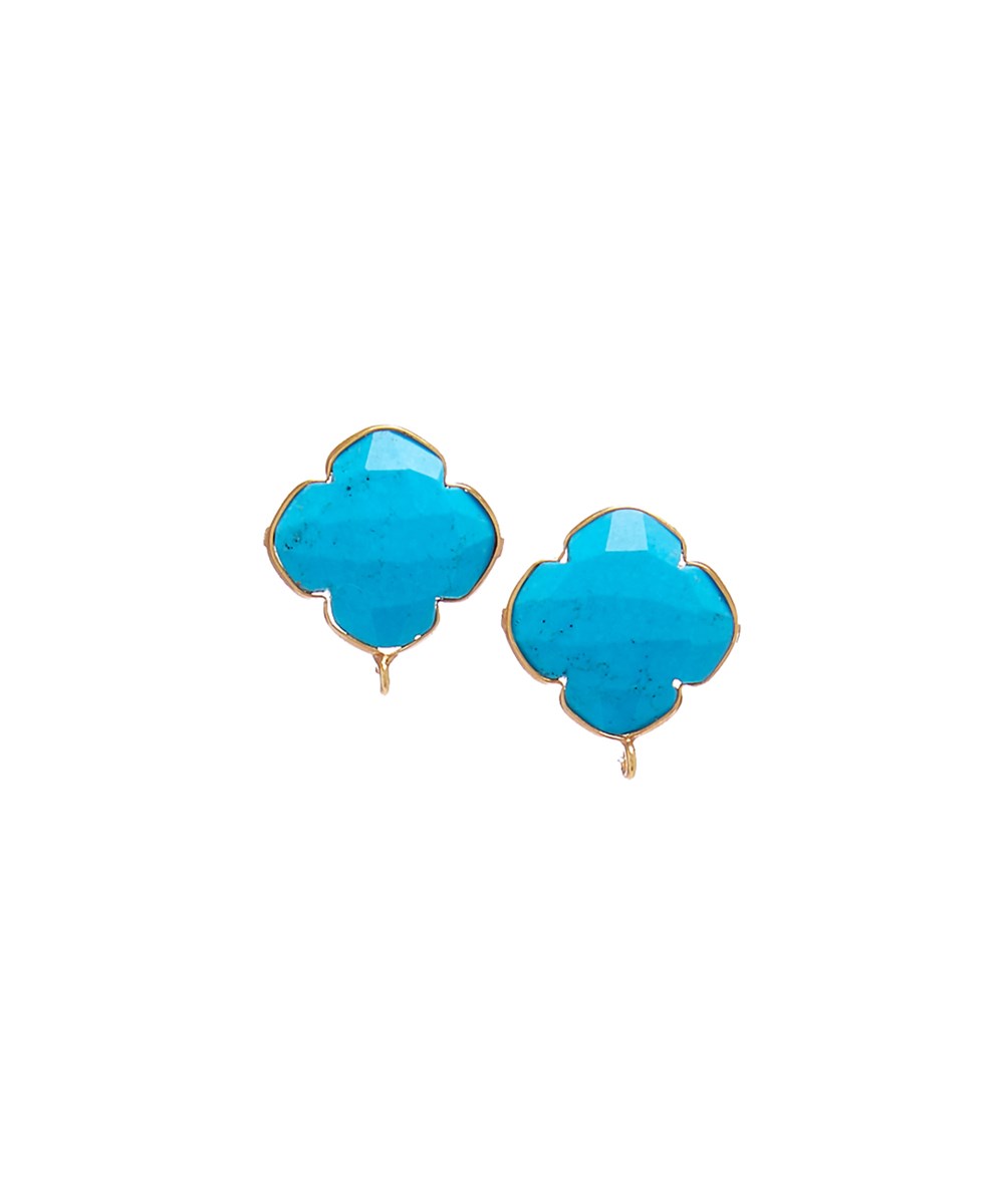 Quatrefoil Gemstone Stud Earrings, Turquoise