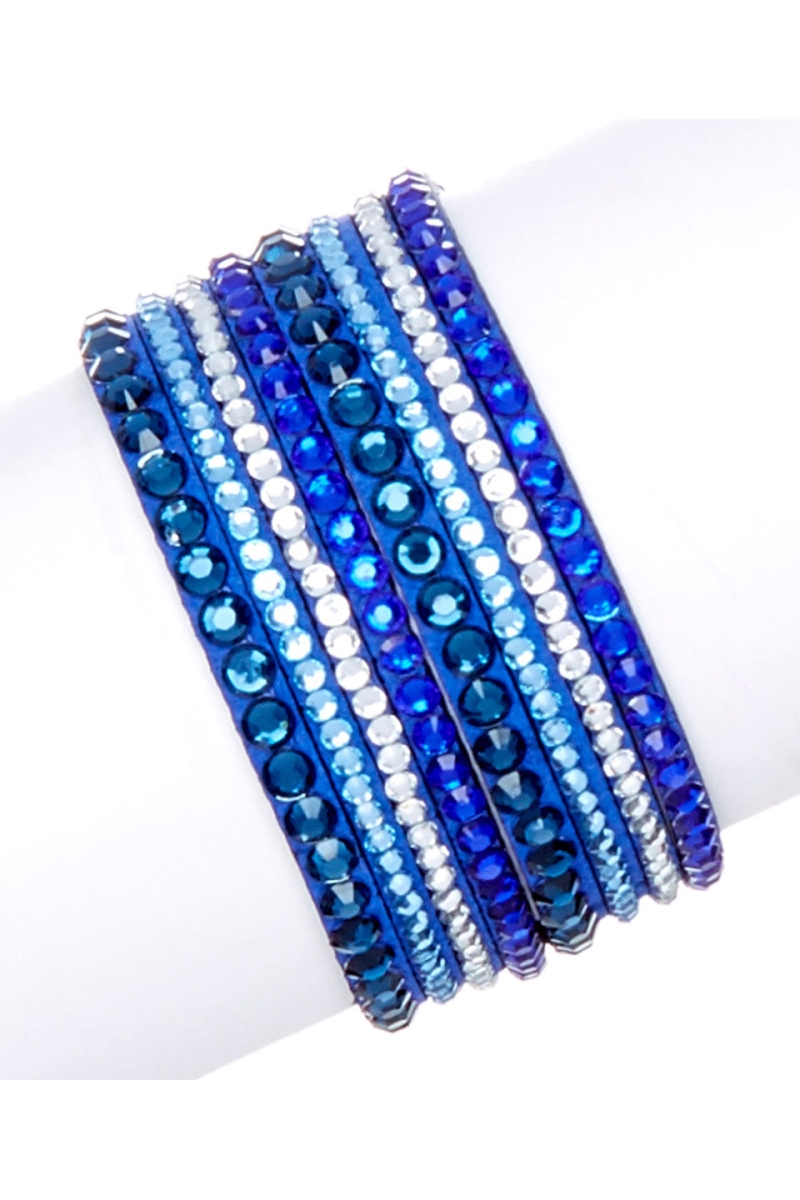 Multistrand Leather Strap Bracelet, Blue