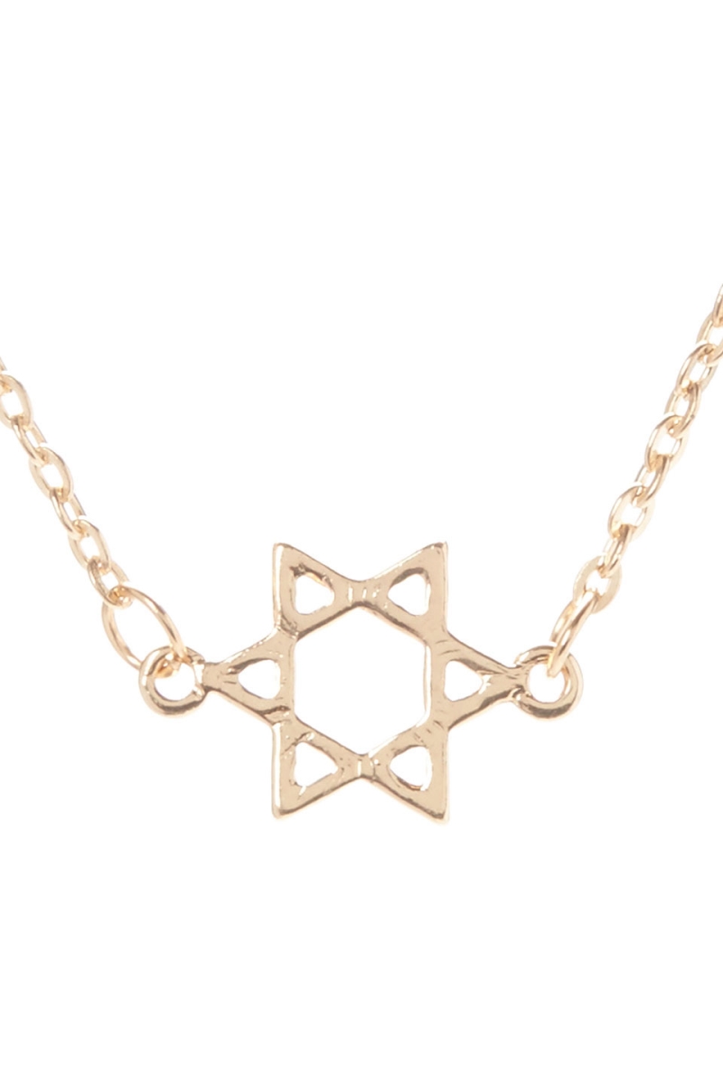 Star Of David Asymmetrical Necklace, Gold