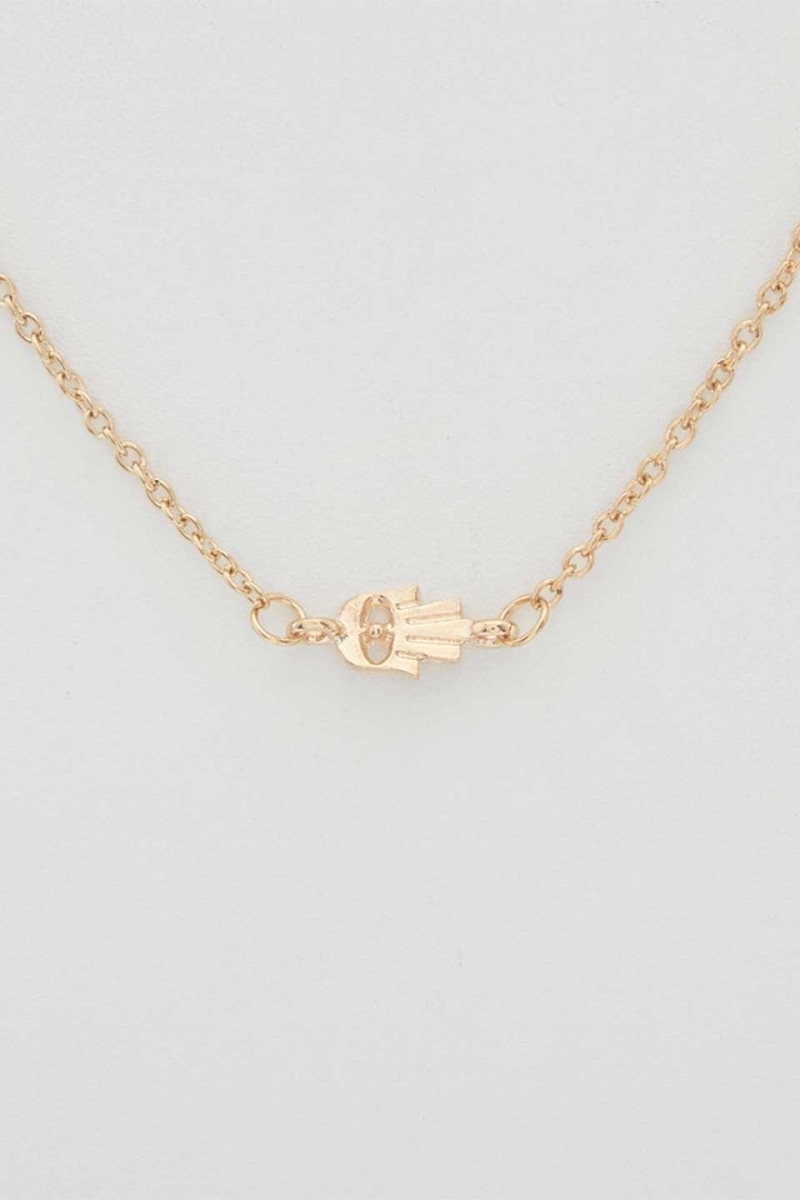 Hamsa Charm Necklace, Gold
