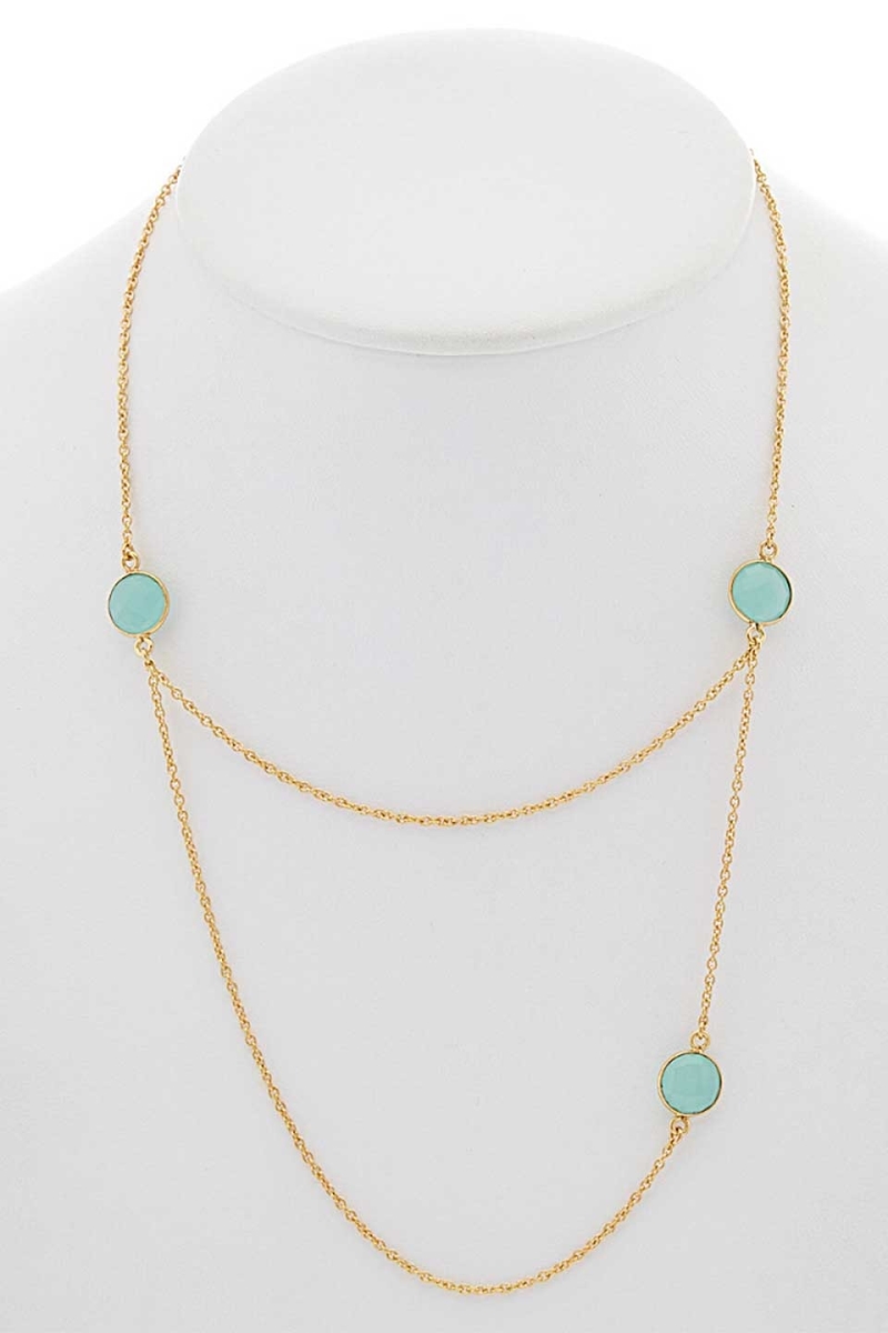Layered Gemstone Necklace, Aqua Chalcedony