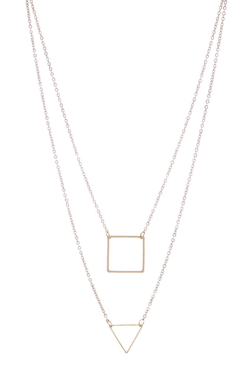 610311325022 Double Layer Gold Shapes Necklace - Gold
