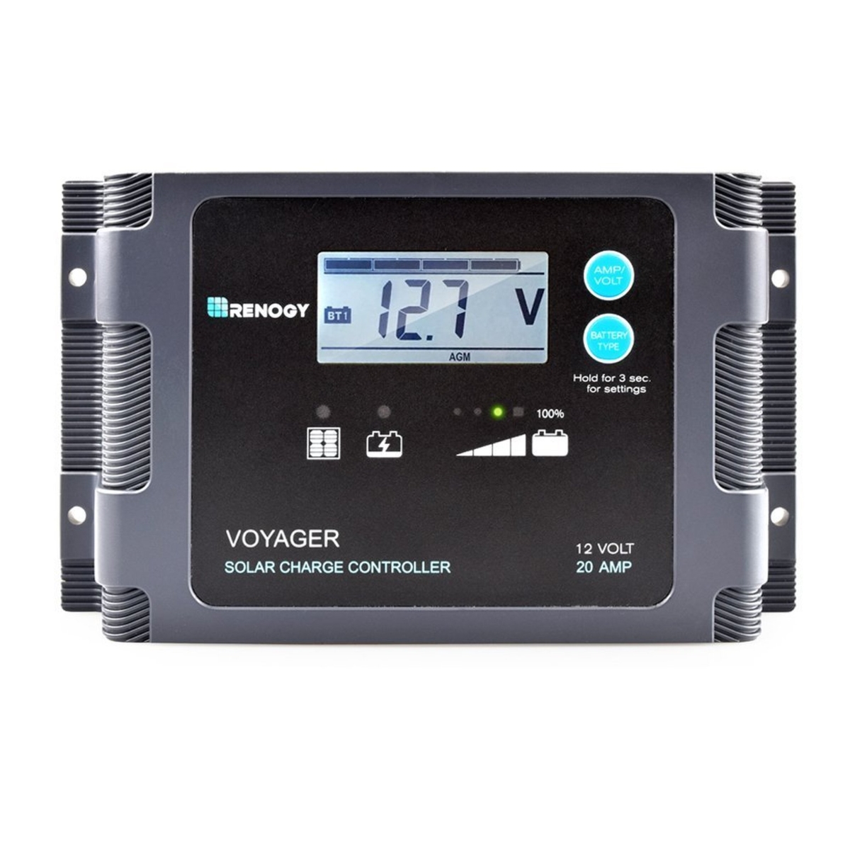 Rng-ctrl-voy20 Voyager 20a Pwm Waterproof Charge Controller With Lcd Display & Led Bar