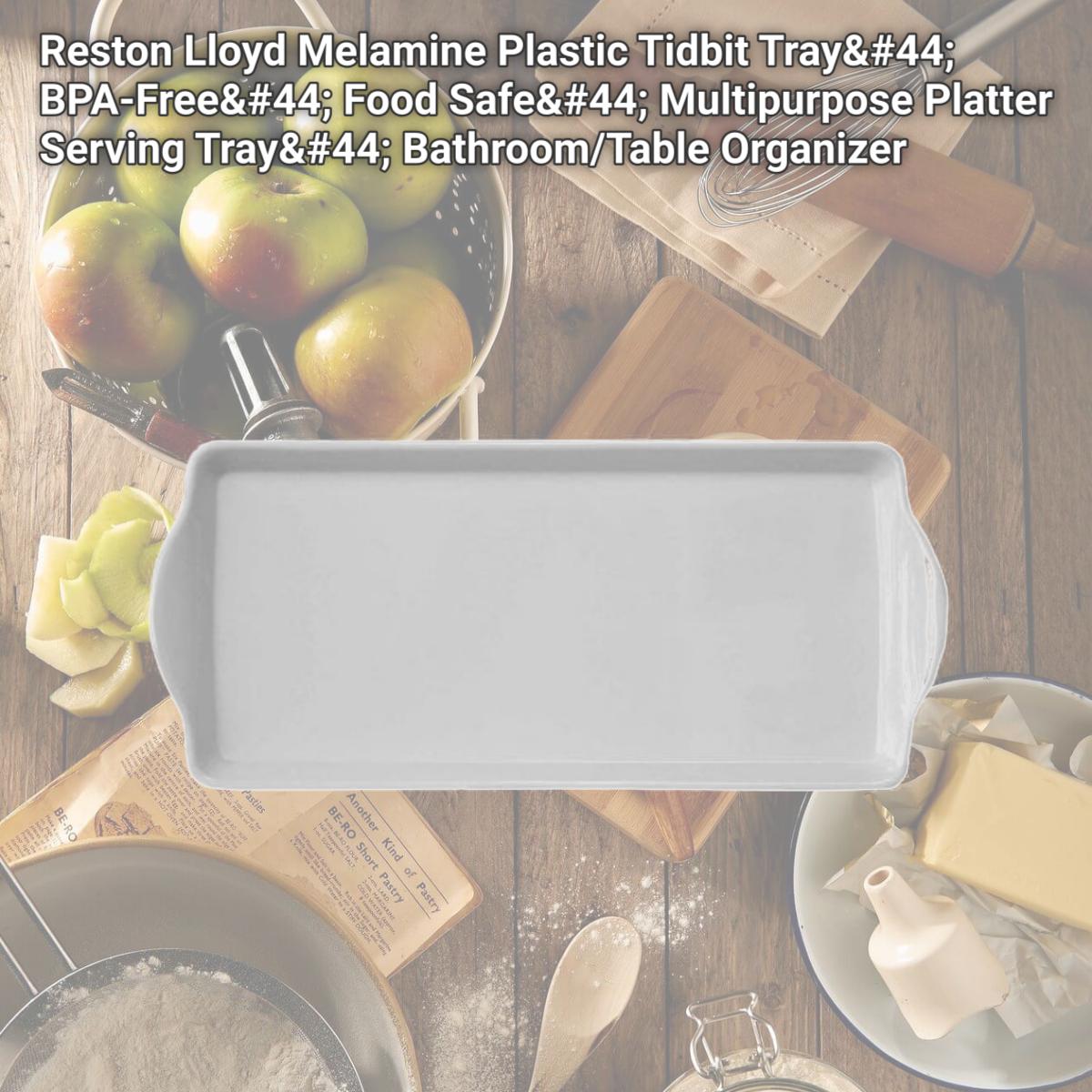 Picture of Reston Lloyd Melamine Plastic Tidbit Tray, BPA-Free, Food Safe, Multipurpose Platter Serving Tray, Bathroom/Table Organizer